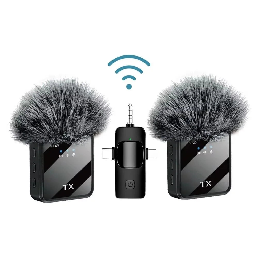 Microphone Cravate Sans Fil Rechargeable – Compatible iOS & Android – Réduction de Bruit pour Podcast & Vlog