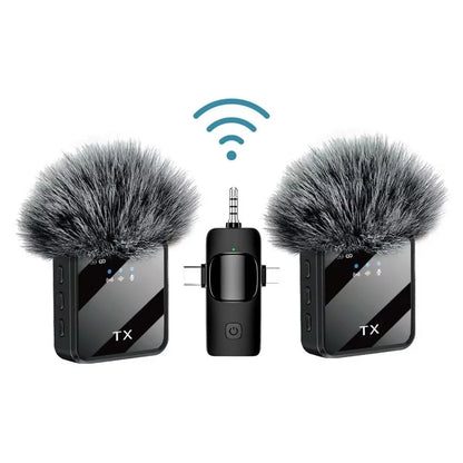 Microphone Cravate Sans Fil Rechargeable – Compatible iOS & Android – Réduction de Bruit pour Podcast & Vlog