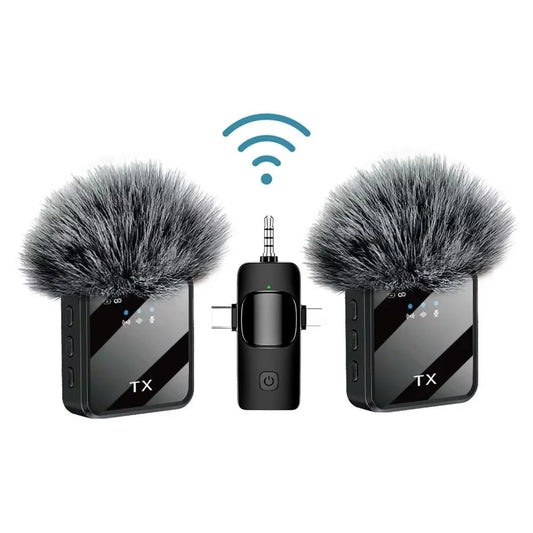 Microphone Cravate Sans Fil Rechargeable – Compatible iOS & Android – Réduction de Bruit pour Podcast & Vlog