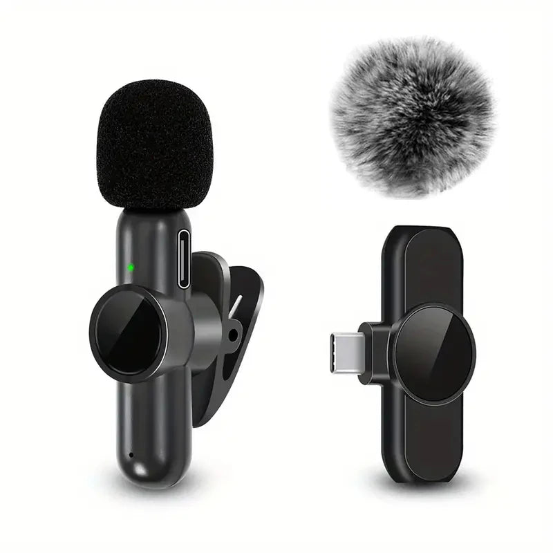 Microphone Lavalier Sans Fil Pro – Anti-Bruit avec Protection Coupe-Vent – iPhone & Android – Idéal Vlog & Interview