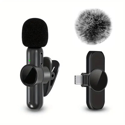 Microphone Lavalier Sans Fil Pro – Anti-Bruit avec Protection Coupe-Vent – iPhone & Android – Idéal Vlog & Interview