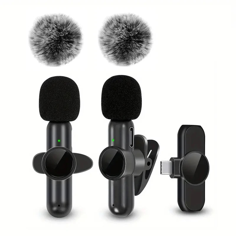 Microphone Lavalier Sans Fil Pro – Anti-Bruit avec Protection Coupe-Vent – iPhone & Android – Idéal Vlog & Interview