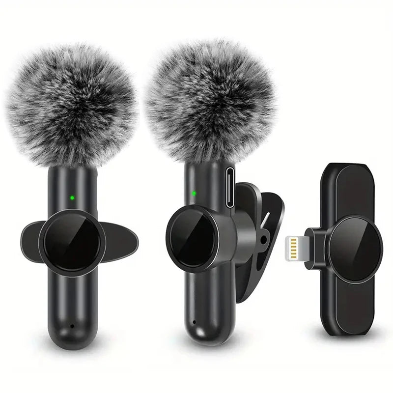 Microphone Lavalier Sans Fil Pro – Anti-Bruit avec Protection Coupe-Vent – iPhone & Android – Idéal Vlog & Interview
