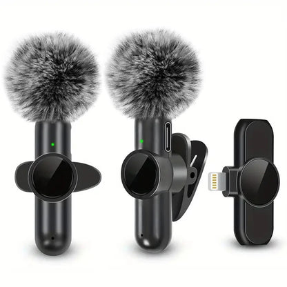 Microphone Lavalier Sans Fil Pro – Anti-Bruit avec Protection Coupe-Vent – iPhone & Android – Idéal Vlog & Interview