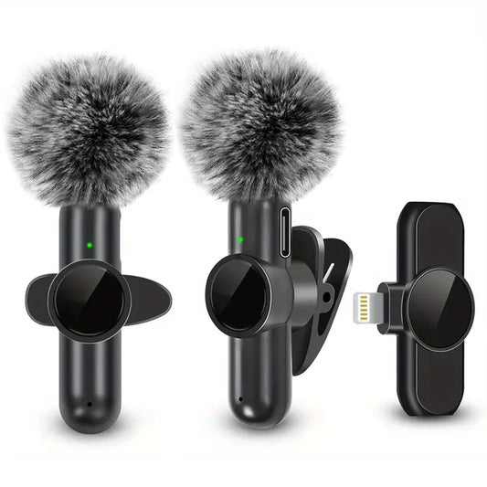 Microphone Lavalier Sans Fil Pro – Anti-Bruit avec Protection Coupe-Vent – iPhone & Android – Idéal Vlog & Interview