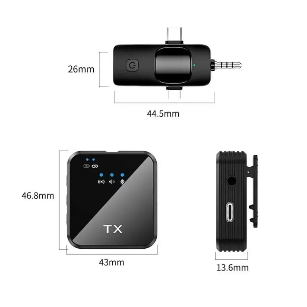 Microphone Cravate Sans Fil Rechargeable – Compatible iOS & Android – Réduction de Bruit pour Podcast & Vlog