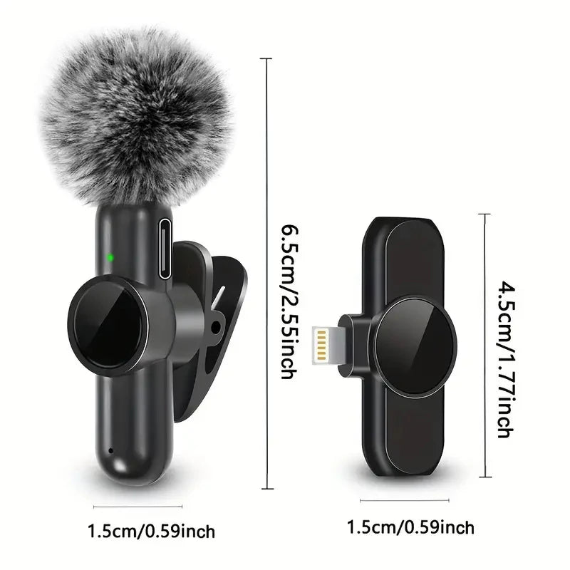 Microphone Lavalier Sans Fil Pro – Anti-Bruit avec Protection Coupe-Vent – iPhone & Android – Idéal Vlog & Interview
