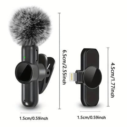 Microphone Lavalier Sans Fil Pro – Anti-Bruit avec Protection Coupe-Vent – iPhone & Android – Idéal Vlog & Interview