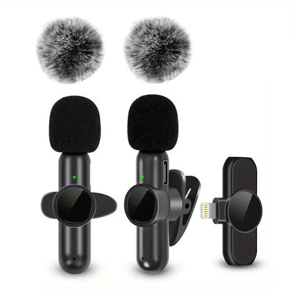 Microphone Lavalier Sans Fil Pro – Anti-Bruit avec Protection Coupe-Vent – iPhone & Android – Idéal Vlog & Interview