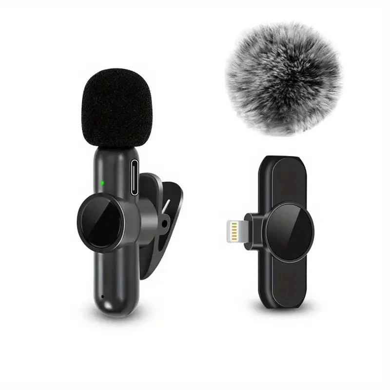 Microphone Lavalier Sans Fil Pro – Anti-Bruit avec Protection Coupe-Vent – iPhone & Android – Idéal Vlog & Interview