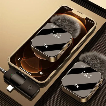 Microphone Cravate Sans Fil Rechargeable – Compatible iOS & Android – Réduction de Bruit pour Podcast & Vlog